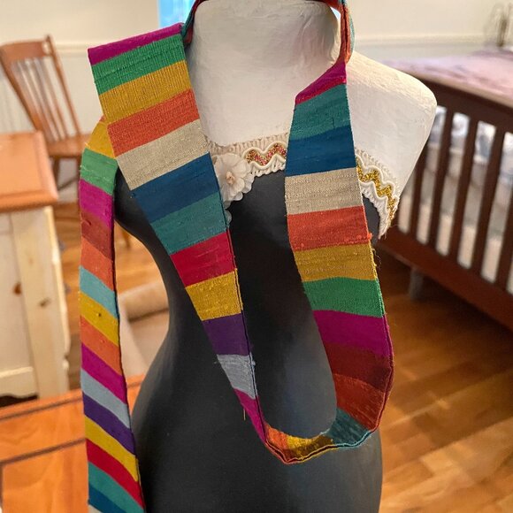 Raw silk hair tie or sash - Picture 6 of 7